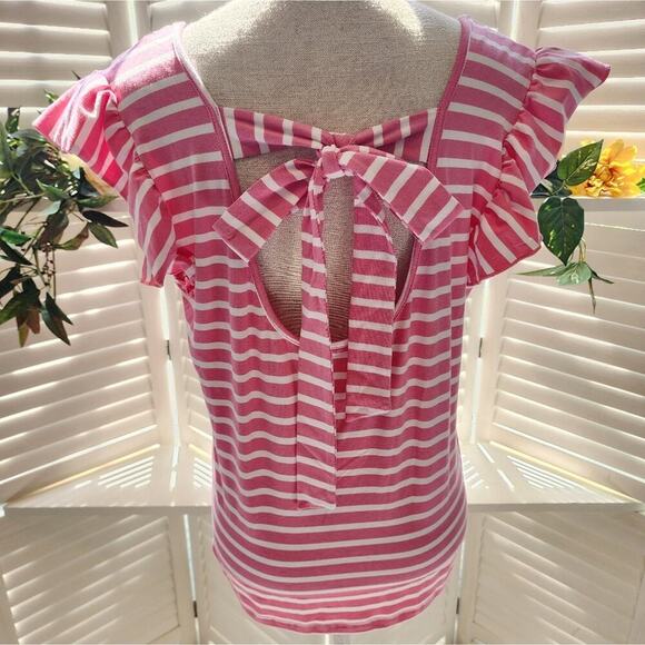 BOUTIQUE PINK WHITE NWOT SPRING BREAK STRIPED TIE BACK (1) MULTIPLE SIZES - Picture 2 of 5